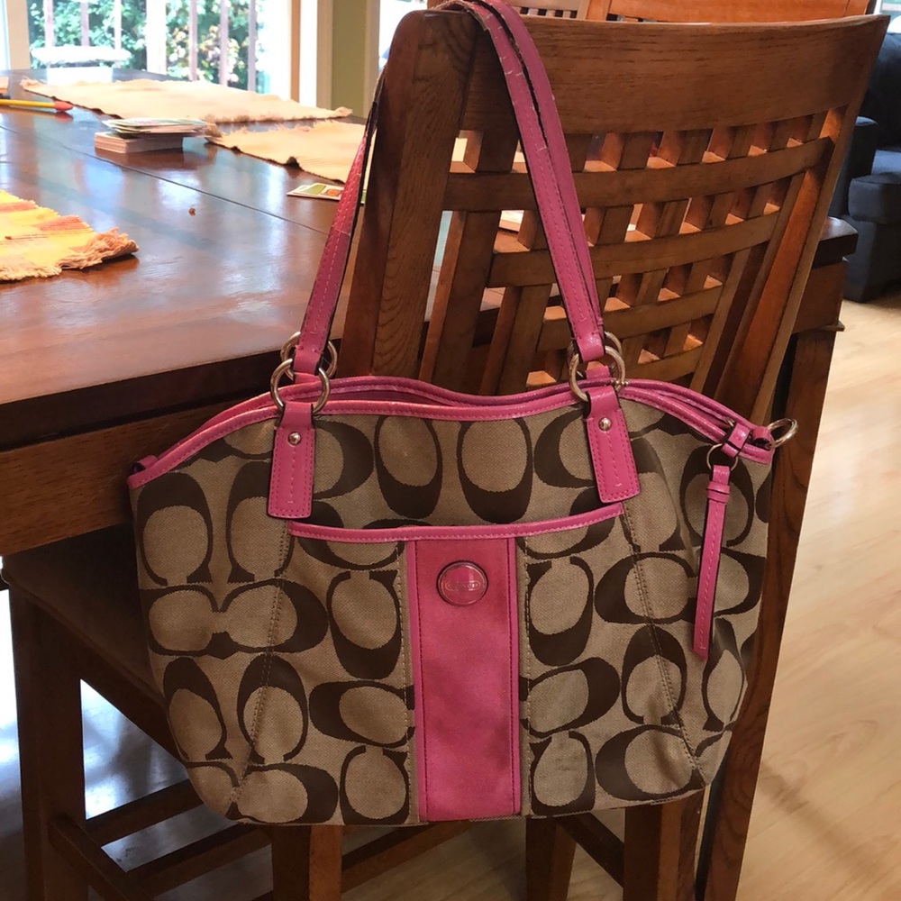 Pink and Tan Coach Purse